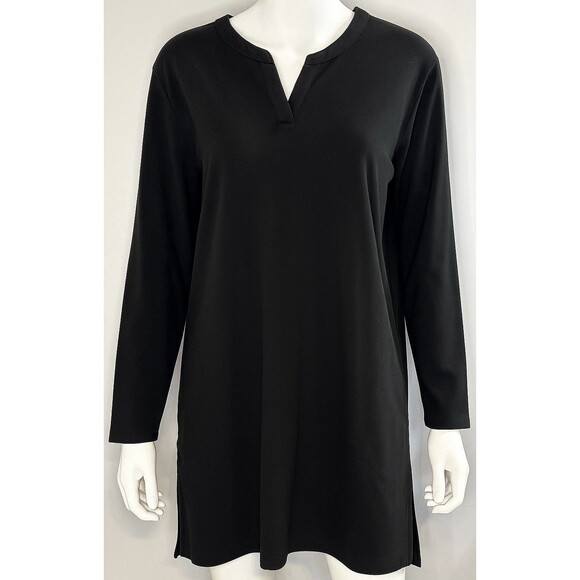 Duluth Trading Co Women’s Black Long Sleeve Tunic Top XL Pockets Cotton Blend - Picture 1 of 8